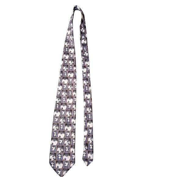 Loony Tunes Black & White Tasmanian Devil Character Mens Novelty Tie Cartoon - Picture 1 of 5